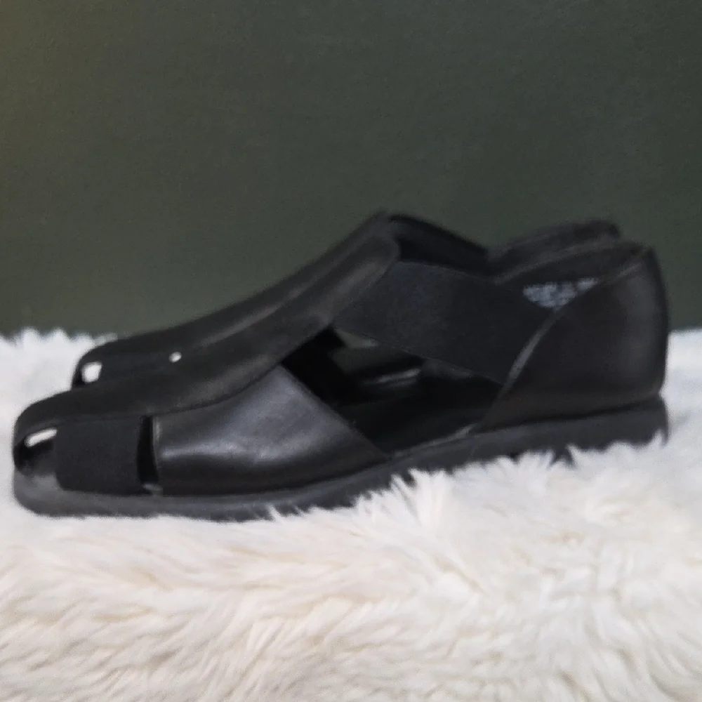 Mootsies Tootsies Black Leather Sandals New Size 10 - Picture 3 of 6